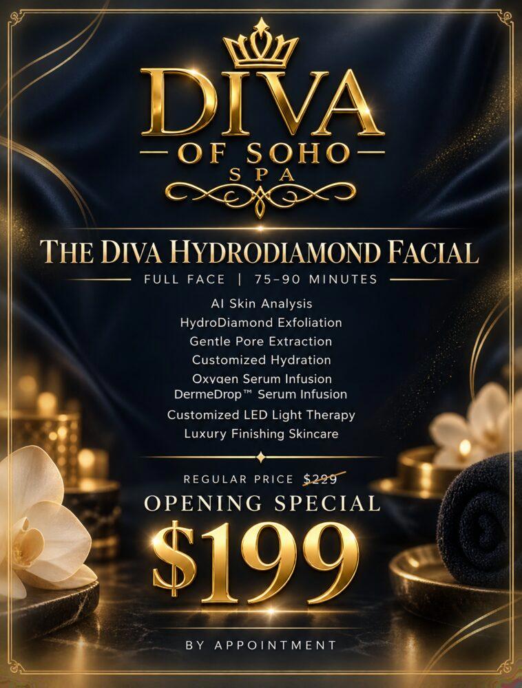 The Diva HydroDiamond Facial, 75 to 90 minutes, opening special $199