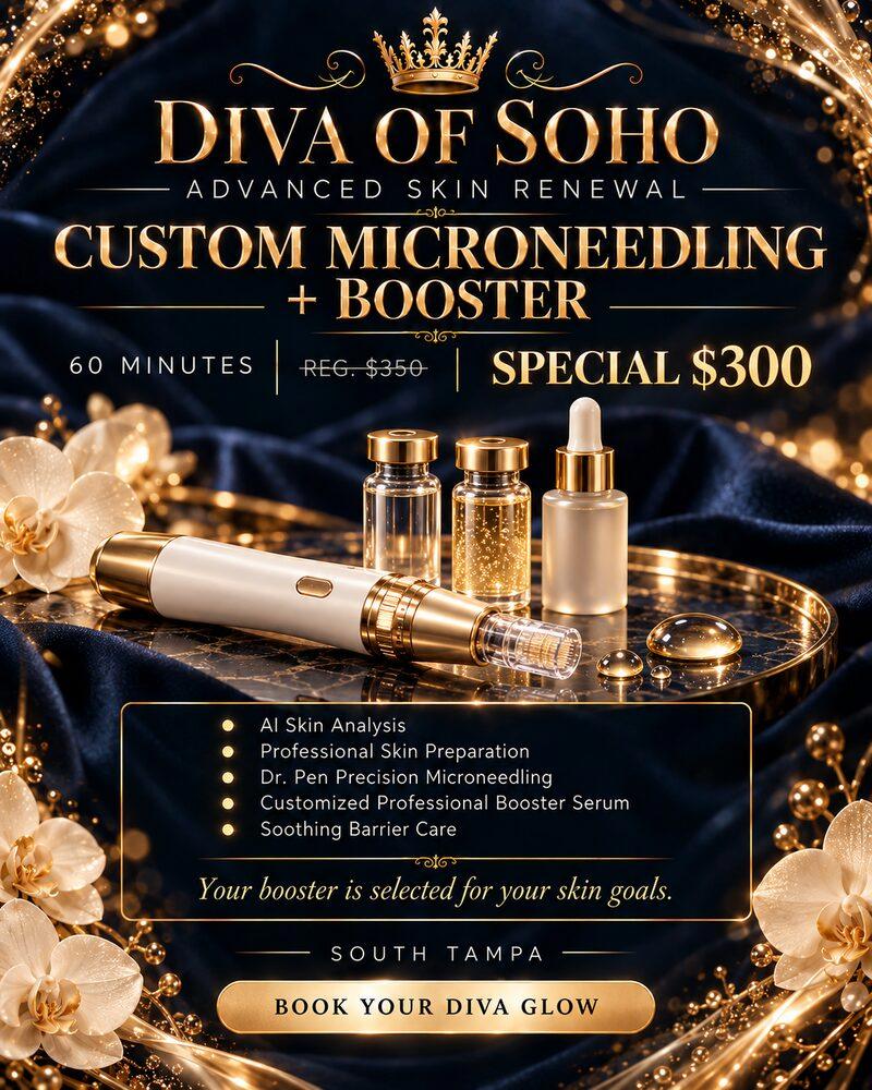 Custom Microneedling with Booster, 60 minutes, special $300