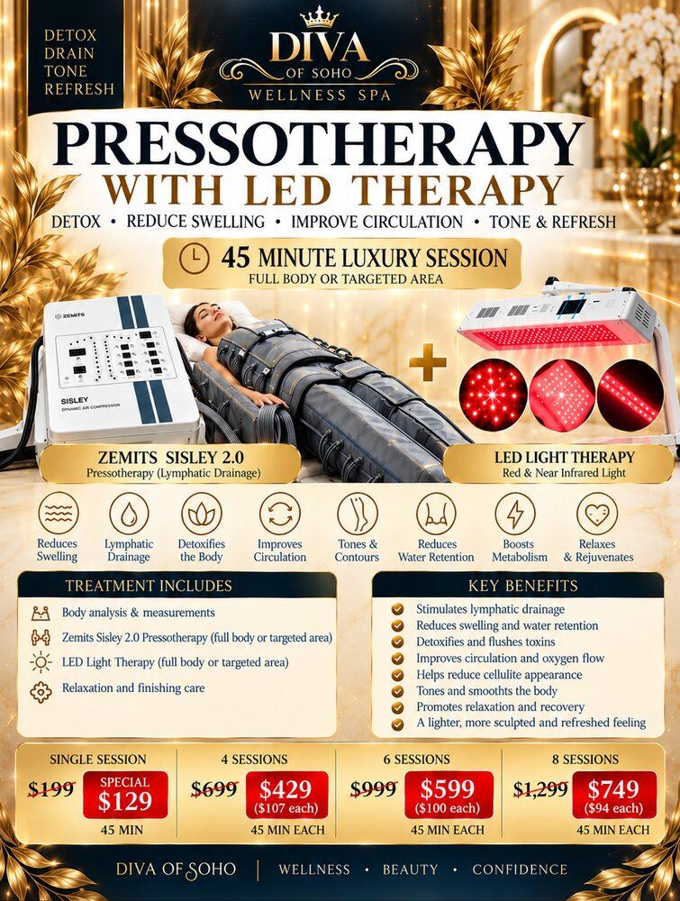 Pressotherapy with LED Therapy, 45 minutes, special from $129